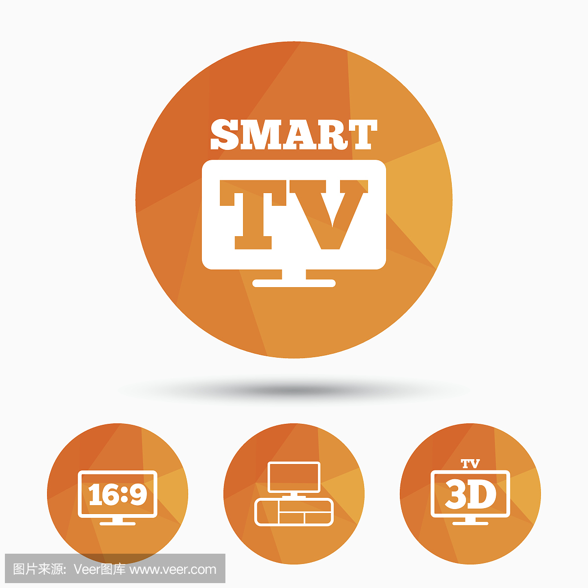 智能电视模式图标。3 d电视的象征。